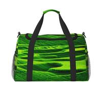 Verdant Vistas Print Travel Duffel Bag for Men & Women, Foldable Travel Bags and Spacious Weekender Tote Bag for Storage Toiletry Luggage Personal Item, Black, L