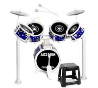 Verdantree Kids Drum Kit, Junior Jazz Drum Set Toddler Toy 5 Drums with Stool Pedal Cymbal and Drumsticks Beginners Musical Instrument Percussion Holiday Birthday Educational Gift for Boys Girls, Blue