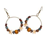 VERDANVERSE 1 Pair Beaded Hoop Earrings Minimalist Fashion Jewelry with Antique Bronze Finish Lightweight and Unique Design for Everyday Wear and Bohemian Style Enthusiasts