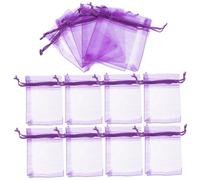 VERDANVERSE 100Pcs Dark Purple Organza Drawstring Candy Bags Wedding Favor Pouches for Party Decorations Spice Sachets and Small Item Storage
