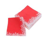 VERDANVERSE 100pcs Xmas Snowflake Napkins Holiday Disposable Paper Napkins for Christmas Dinner and Festive Gatherings Durable and Absorbent with Festive Red Background and White Snowflakes
