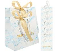 VERDANVERSE 10Pcs Marble Pattern Bags with Golden Bow for Weddings Parties and Treats Party Favors for Thank You and Celebrations