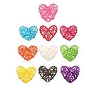 VERDANVERSE 10pcs Rattan Weaving Heart Shape Hanging Ornaments for Home Background Decoration and Festival Use, Decorative Love-shaped Pendants Chic Romantic Design Random Color