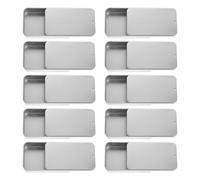 VERDANVERSE 10pcs Rectangular Metal Tin Box Sliding Lid, Portable Iron Storage Container for Floss, Lip Balm, Christmas Candy, Small Silver Rectangle Organizer