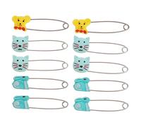 VERDANVERSE 10pcs Safety Pins with U-sharped Locking Closures Cartoon Pin Brooch for Babies and Mothers, Abs Material Diaper Fasteners Not Easy to Wear, for Clothes and Diapers Random Color