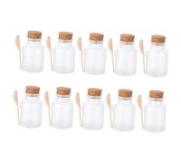 VERDANVERSE 10pcs Transparent Matte Cosmetic Jars with Wooden Spoons Plastic Shaker Containers for Storage Lightweight Travel Organizers with Pastel Colors for Women