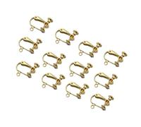 VERDANVERSE 12pcs Golden Clip Non Pierced Earrings Components with Hole Lightweight Open Earring Findings for Womens Jewelry Making and Daily Wear