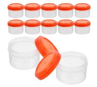 VERDANVERSE 12pcs Small Condiment Bottles Red Lids 35ml Portable Reusable Sauce Cups for Salad Dressing and Soy Sauce Storage
