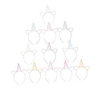 VERDANVERSE 12pcs Unicorn Hair Hoop: Plastic Glitter Unicorn Headbands With Horn And Ears - Colorful Hair Hoops For Women Birthday Holiday Cosplay Party