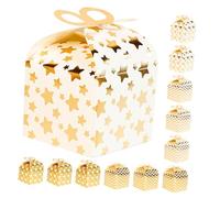 VERDANVERSE 12pcs Wedding Candy Boxes Party Sweets Containers with Gold Foil Star Wave Design Elegant Boxes for Chocolates Favour Packaging for Weddings and Celebrations