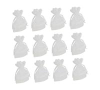 VERDANVERSE 12pcs White Lace Drawstring Jewelry Storage Bags Stars Pattern Gift Pouches for Candy Snacks Items Elegant Organza Style Purses for Adults