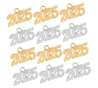 VERDANVERSE 12pcs Year Charms for DIY Jewelry Making Alloy Pendant with Silver Gold Finish Lightweight Numbers for Bracelets Necklaces Earrings Keychains