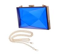 VERDANVERSE 1Pc Diamond Acrylic Evening Bag for Women Fashion Clutch Purse with Chain Strap for Wedding Party Banquet Daily Use Transparent Square Bag Blue