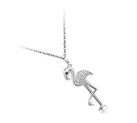 VERDANVERSE 1Pc Fashion Flamingo Necklace Pendant for Women Beautiful Silver Jewelry for Cute Tropical Design present for Friends and Special Occasions