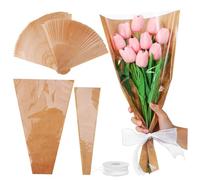VERDANVERSE 1set Bouquet Packing Bags Kraft Paper Single Stem with Elegant Flower Wrapping Paper for Floral Bouquet Packaging for and Special Occasions