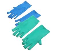 VERDANVERSE 2 Pairs Half Finger Gloves for Quilting and Sewing Breathable Elastic Fiber Hand Protective Covers Lightweight Stretchy Crochet Gloves Washable for Office and Craft Use Blue and
