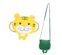 VERDANVERSE 2 Pcs Kawaii Cartoon Crossbody Bags for Frog Tiger Design Shoulder Purses PU Coin Bags with Zipper for Storing Coins and Small Essentials