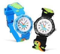 VERDANVERSE 2 Pcs Watch for Boys and Cartoon Dinosaur Design Strap with Clear Arabic Numerals Educational Teaching
