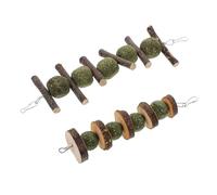 VERDANVERSE 2 Pcs Wooden Pet Molar Durable Apple Wood Chew Sticks with Grass Balls for Rabbits Hamsters Guinea Pigs Small Pets Interactive Play and Intelligence Development