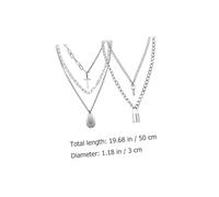 VERDANVERSE 2 Pieces Silver Sweater Chains Key Pendant Necklaces Vintage Cross Shaped Decorative Jewelry for Women Clavicle Accessories Retro Minimalist Lock Design