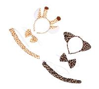 VERDANVERSE 2 Sets Animal Headbands for Giraffe and Leopard Ears Headband with Bow Ties and Tails Cosplay Costume Accessories for Halloween Stage Performance Masquerade