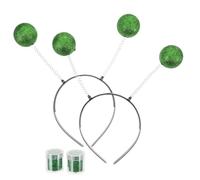 VERDANVERSE 2 Sets Green Glitter Ball Boppers Costume Accessories Lightweight Alien Antenna Headbands for Female Adult Masquerade Party and Themed Events