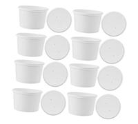 VERDANVERSE 20 Sets Disposable Paper Ice Cream Cups with Lids Smooth Lightweight Dessert Bowls for Pudding Sundae Soup Food Presentation Practical Summer Party Supplies