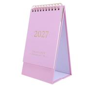 VERDANVERSE 2027 Desk Flip Calendar for Desktop with Seamless Page Flipping and Ink Bleeding Prevention, Pink Paper and Metal Material, Minimalist Modern Style for Office and Workspace Use