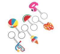 VERDANVERSE 24pcs Hawaii Style Cartoon Keychains Lightweight PVC Bag Pendants with Ice Cream Duck Flip Flops Diving Goggles Watermelon Volleyball Hanging Ornaments for Beach Party Decorations