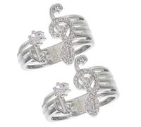 VERDANVERSE 2pcs Adjustable Musical Note Rings with Cubic Zirconia Silver Open Bands for Women Music Party Jewelry Decorative Finger Rings