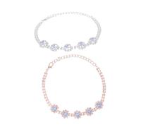 VERDANVERSE 2pcs Adjustable Rhinestone Dog Collar Necklace for Cats and Dogs Lightweight Elegant Pet Jewelry in Silver Rose Gold Comfortable Sparkling Accessory for Daily Wear and Special