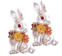 VERDANVERSE 2pcs Adorable Bunny Brooch Pin for Women with Metal Material and Pin Buckle Design, Classic Rabbit Brooch Clips Fixed on Clothes, for Bags and Hats during Chinese New Year