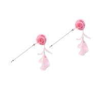 VERDANVERSE 2Pcs Ball Cat Teaser Wand Pink Handmade Cat Interactive Kitten Plaything to Enhance Awareness and Reaction Skills