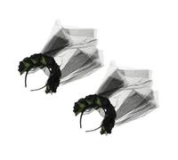 VERDANVERSE 2pcs Black Veil Headband with Lifelike Rose Flowers Halloween Costume Accessories for Women Secure Fit Mesh Veil Hairband for Day Dead Gothic Floral Accent for Party and Bride