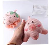 VERDANVERSE 2pcs Cartoon Shower Loofah for Women and Men Exfoliating Bath Balls with Fluffy Mesh for Rich Lather Deep Cleansing Body Wash Sponges Cute Strawberry Octopus Design Gift for