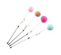 VERDANVERSE 2Pcs Cat Teasing Stick with Plush Balls and Ring Bells Interactive Indoor Cat Anti-skid Handle for Home Use Pink and Brown Color