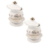 VERDANVERSE 2pcs Ceramic Buddhist Water Offering Cups with for Temple and Home Worship Engraved Patterns Retro Elegant Style Ceramic Material