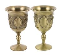 VERDANVERSE 2pcs Chalice Goblet Set Vintage European Metal Drinking Glasses for Home Bar Wedding Anniversary Small Lightweight Shot Goblets with Highstem Design for Cocktail Whiskey