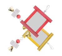 VERDANVERSE 2Pcs Colorful Parrot Mirror for Birds Chicken Chew with Reflective Surface Red and Yellow Bird Cage Accessories to Reduce Aggression and Provide Physical Activity
