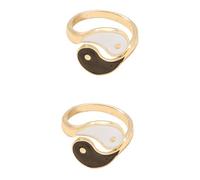 VERDANVERSE 2pcs Creative Adjustable Trigrams Finger Ring Alloy Chinese Style Bagua Decorative Rings for Women Festival Gift Stylish Vintage Design