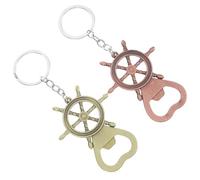 VERDANVERSE 2pcs Creative Rudder Shaped Alloy Bottle Opener Keychain for Men Boys Portable Beer Beverage Opener Stylish Decorative Keyring Accessory Easy Carry Practical Tool