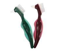 VERDANVERSE 2pcs Double-Headed Denture Cleaning Brush Hard Bristle Dental Tool for Oral Care Dentures Brush Ultra-Clean for False Teeth Cleaning