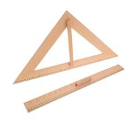 VERDANVERSE 2pcs Dual Scale Ruler 50cm Wooden Straight Edge with Comfortable Grip and Nonslip Handle, Precise 90 Degree Structure for Sewing and Woodworking, Homeschool Geometry Tool