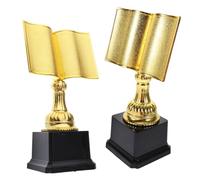 VERDANVERSE 2pcs Elegant Gold Plastic Winners Trophy in Book-shaped Design, Award for Reading Competition and Book Lovers, Keepsake for Students in School Reading Contests
