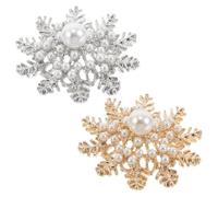 VERDANVERSE 2pcs Elegant Snowflake Pearl Brooch for Women Rhinestone Pins for Holiday Party Christmas Winter Sweater Shirt Accessory Lightweight Kawaii Pins for Men