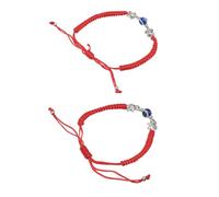 VERDANVERSE 2Pcs Elephant Turtle Red String Bracelets with Blue Evil Eye Beads, Adjustable Handmade Couple Wrist Chains for Luck and Birthday Jewelry