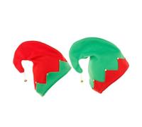 VERDANVERSE 2Pcs Festive Elf Bell Hats Red Green Christmas Party Headwear Soft Photo Props
