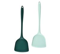 VERDANVERSE 2pcs Food-Grade Silicone Non-Stick Kitchen Spatula Heat Resistant Wok Turner for Cooking Pancake Flipper Scratch Comfortable Grip Home Frying Utensils in Nordic and Grandma Green