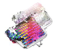 VERDANVERSE 2pcs Glitter Sequin Coin Purses Kiss Lock Closure, Small Change Wallets for Women and Girls, Mini Dual-Sided Sparkle Purses for Coins and Cards, Cute Portable Wallet Set