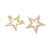 VERDANVERSE 2pcs Golden Rhinestone Star Brooch Pins in Zinc Alloy, Shiny Gold Metal Decorative Lapel Pins for Formal Events, Jackets, Scarves, and Accessories